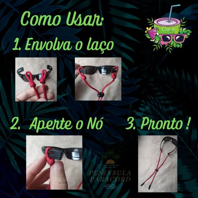 Salva Óculos de Corda Paracord 550 - Ideal para Esportes corrida beach tennis ciclismo - Foto 6