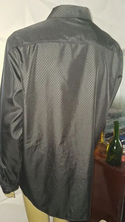 CAMISA SOCIAL PRETA MASCULINA TAMANHO 5XL - Foto 4
