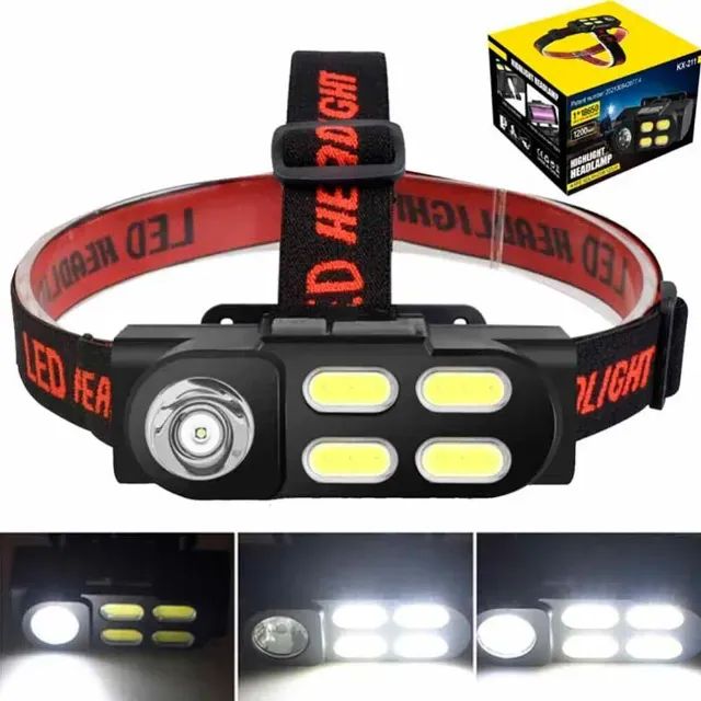 Lanterna de cabeça Recarregavel Led Regulavel 120 Lm + 4 Cob