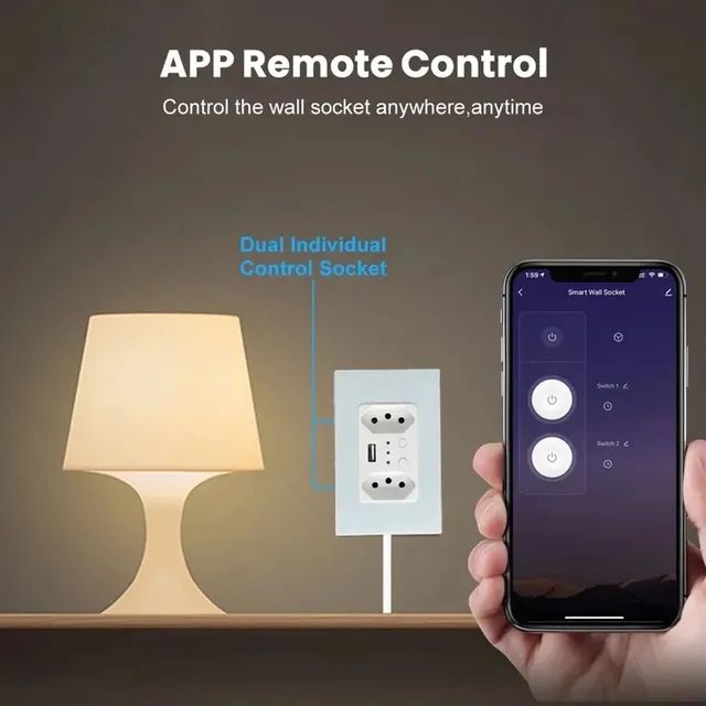 Tomada Dupla Wifi Tuya Inteligente, Compatível com Alexa - Foto 3