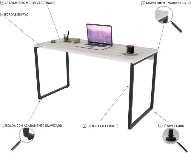 Mesa para Escritório Office Estilo Industrial 1,35m - Foto 2
