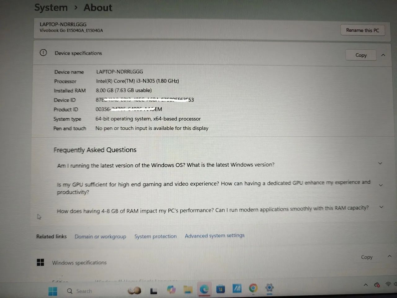 Notebook ASUS Vivobook Go 14/15 Core i3 8GB RAM 238GB  - Foto 5