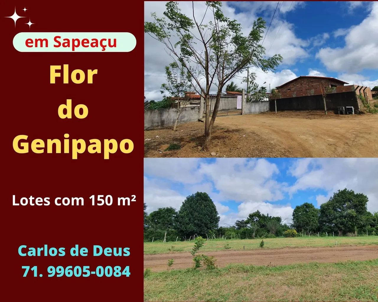 Flor do Genipapo, Lotes com 150 m², em até 34 vezes, em Sapeaçu, excelente localização