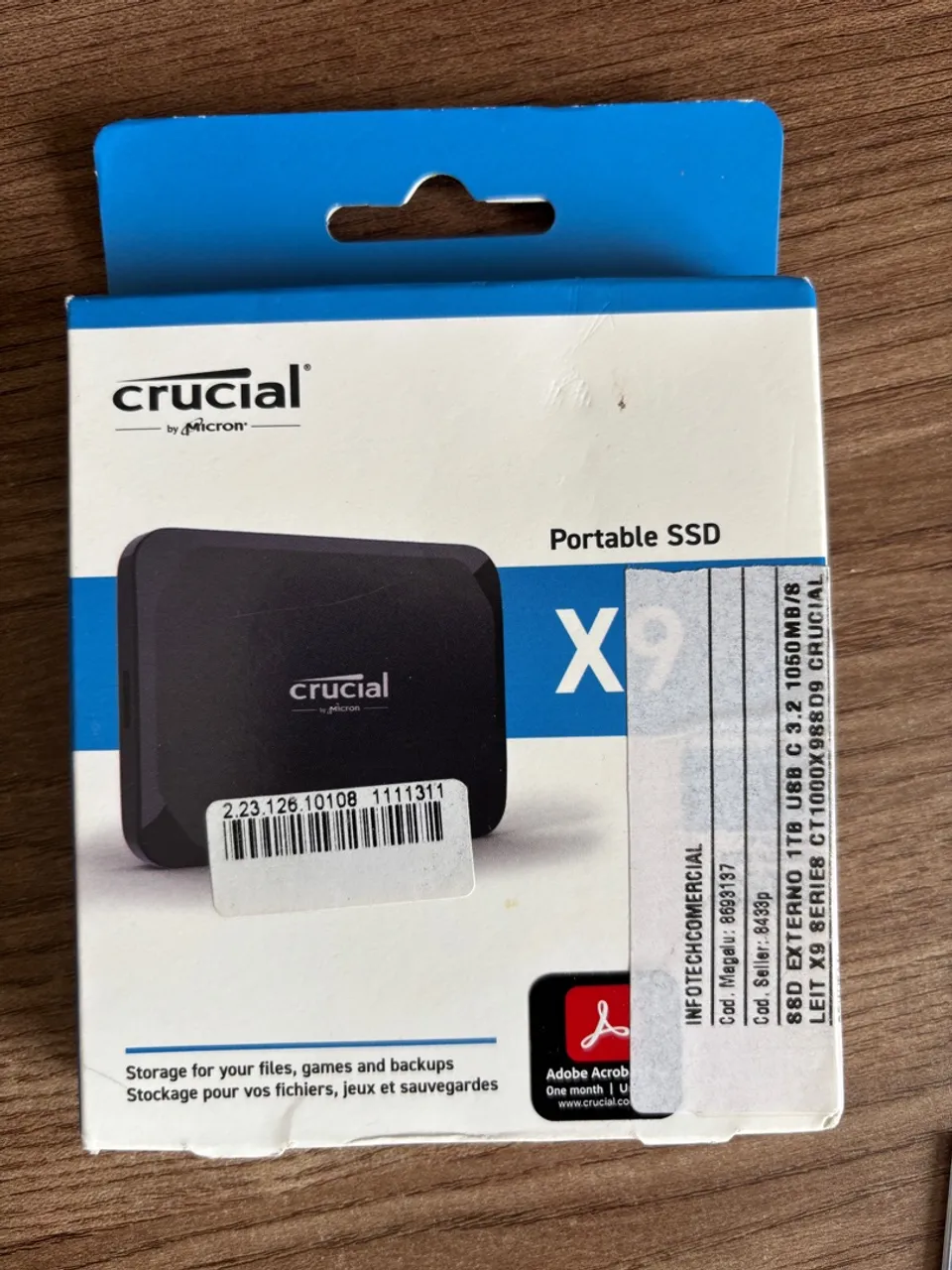 SSD Crucial X9 1TB 1050MB/s Leitura