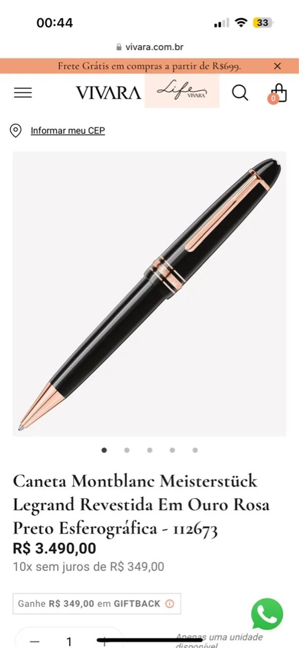 Caneta esferográfica Montblanc Meisterstruck revestida em ouro amarelo - Foto 5