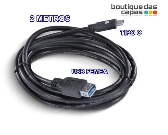 CABO USB FEMEA X TIPO C MACHO EXTENSOR V3.2 C32UAF-2 2M 2 METROS NOTEBOOK CELULAR - Foto 3