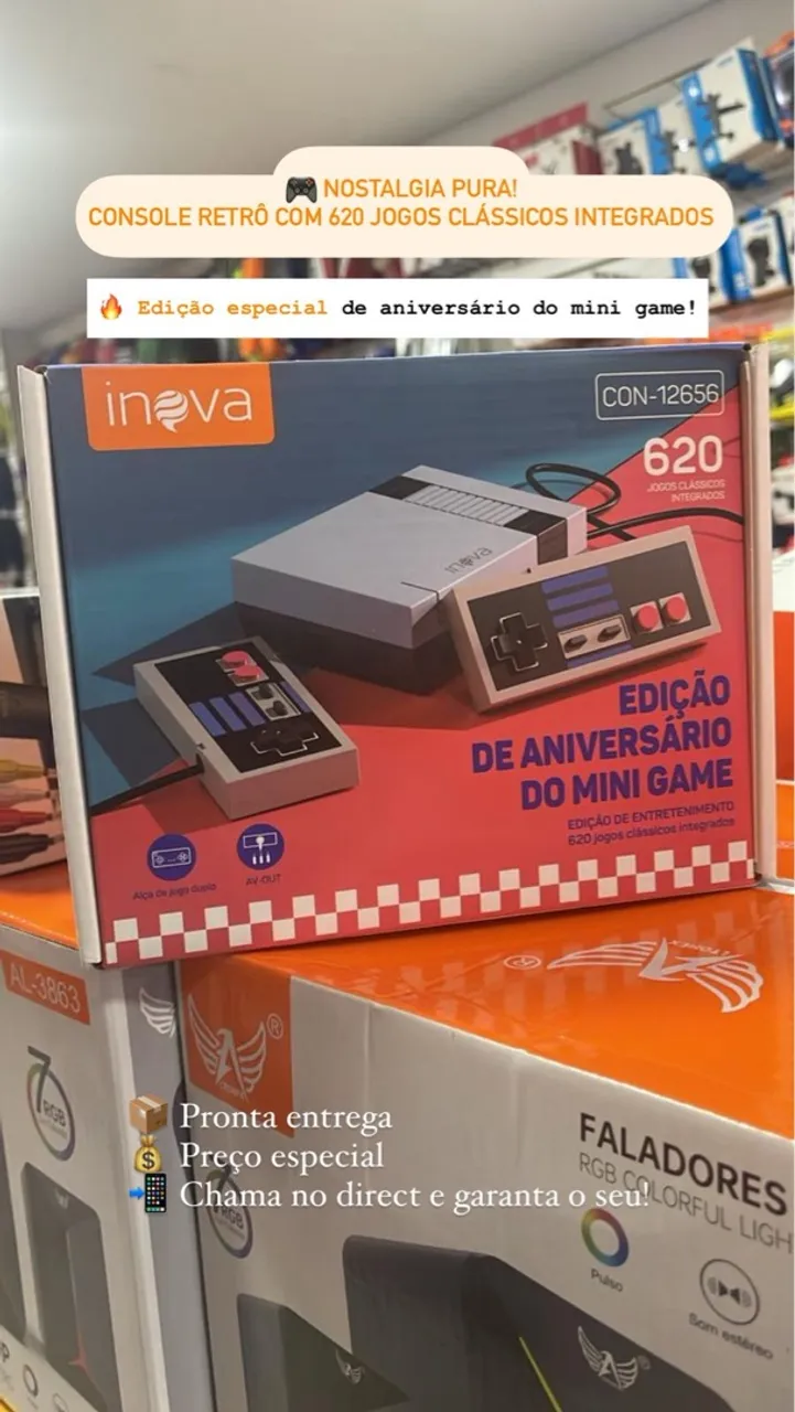 Console Retrô Mini Game com 620 Jogos Clássicos - Edição Aniversário
