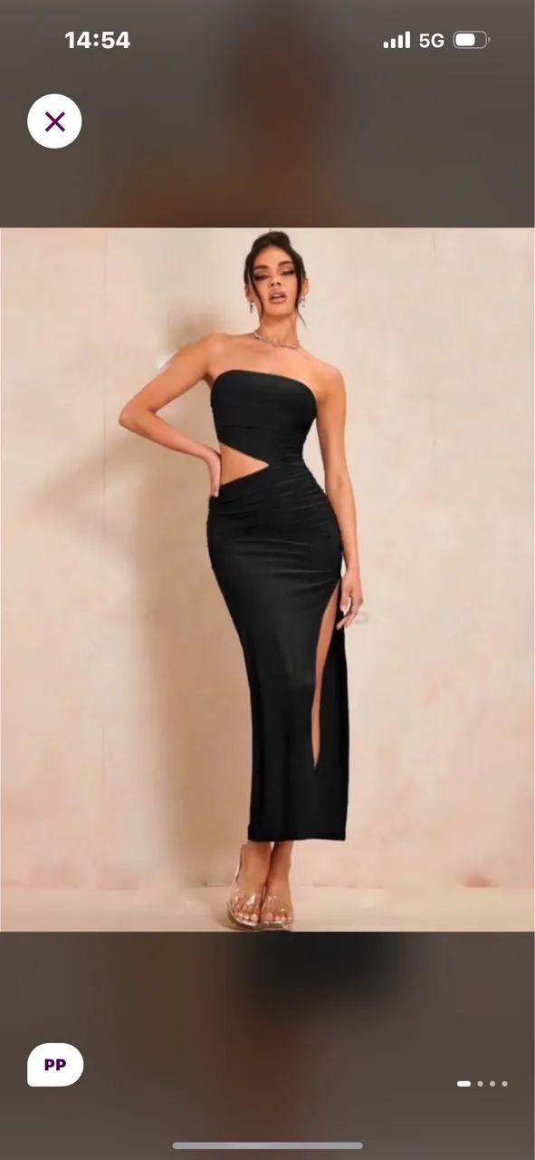 Vestido Preto Fenda Lateral