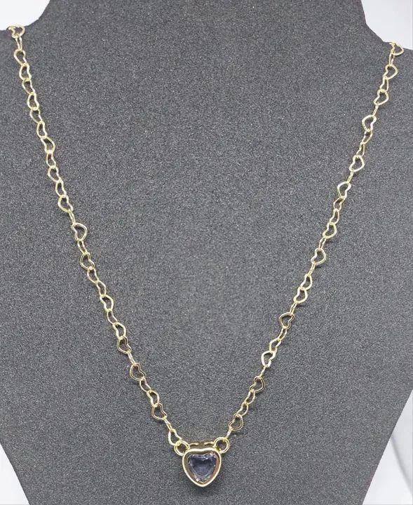 Colar elos de corações e com pingente de coração com pedra zircônia - Banhado a ouro - Foto 5