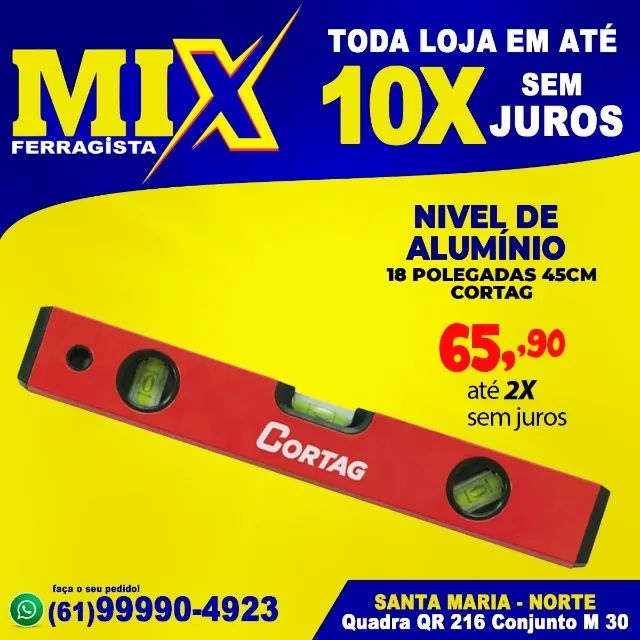 Nivel De Alumínio 18 Polegadas 45cm Cortag64962676914179120