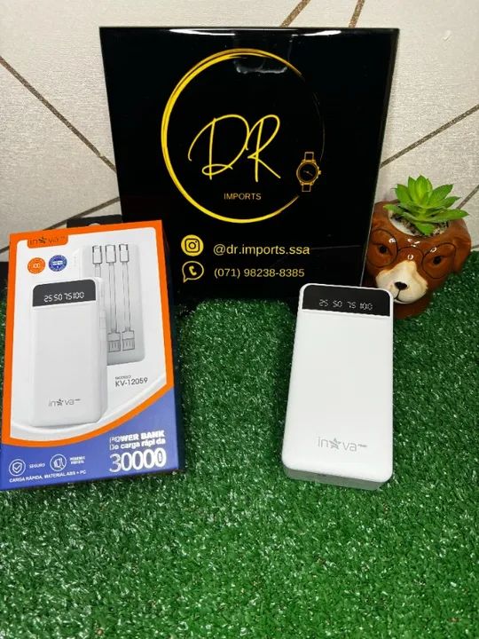 PowerBank Bateria 30.000Mah Inova Carga Rápida já com cabos ( Preto ou Branco) NOVO - Foto 2