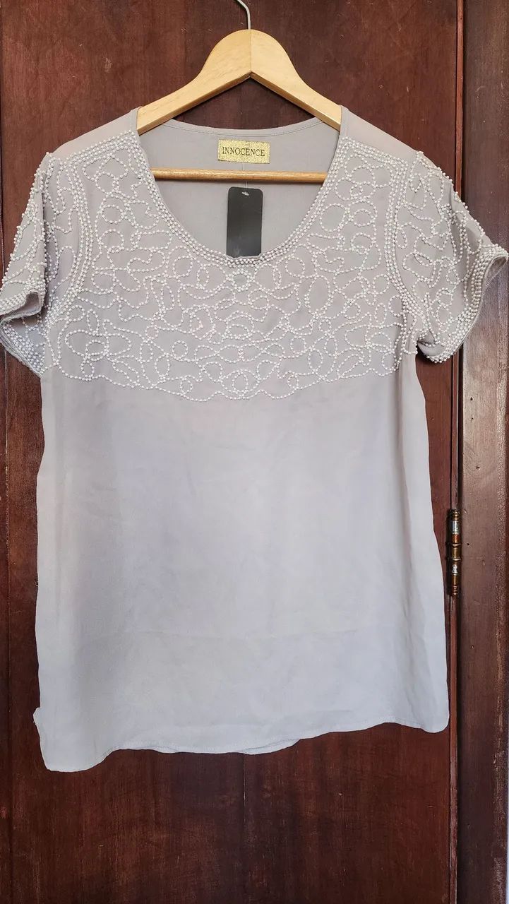 Blusa viscose NOVA com aplicação mini perolaa - Foto 2