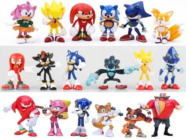 Kit Com Bonecos Miniaturas Sonic Tails Eggman (Robotinik) Shadow - Filme Desenho 