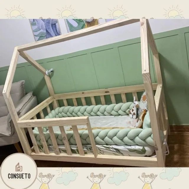 Cama infantil em pinus natural montessoriana