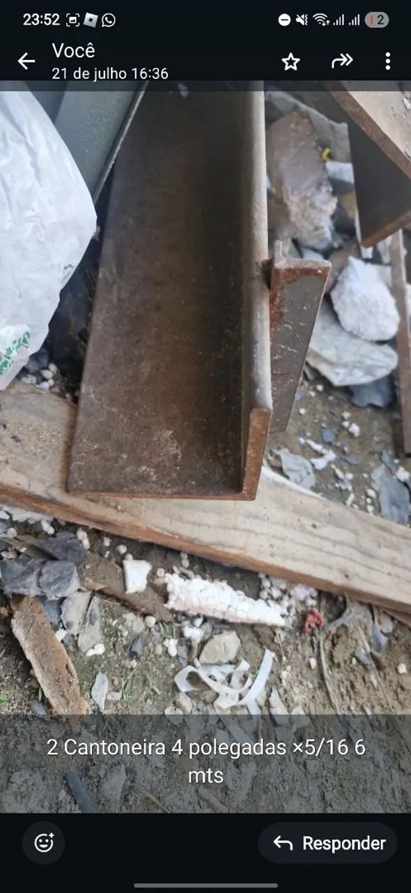 Cantoneira de aço 4 polegadas 5/16 6 mts