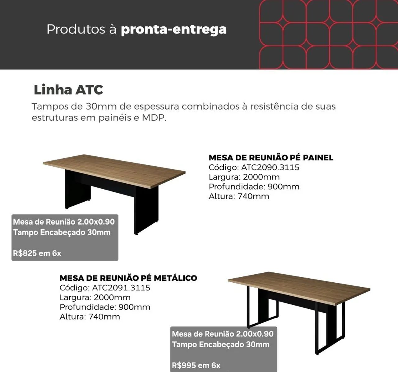 Mesa de Reunião para Escritório Tampo 40mm I Pé Painel - Geeb - Entrega Rápida  - Foto 3
