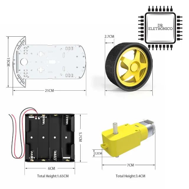Kit Chassi (plataforma) para Robô 2WD - Acrílico - Foto 5