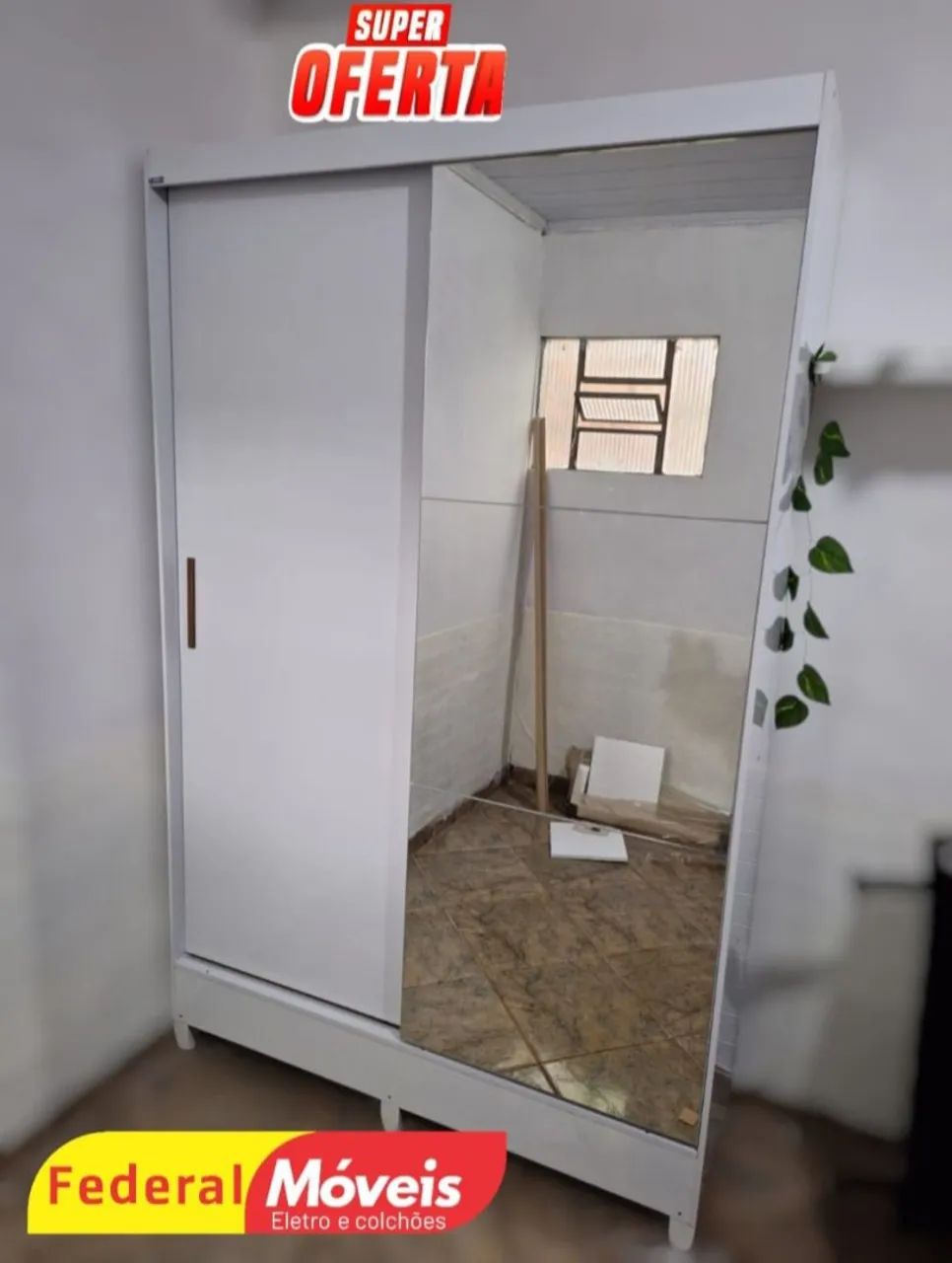 Guarda Roupa 2 Portas com Espelho - Novo, Bonito e Funcional!