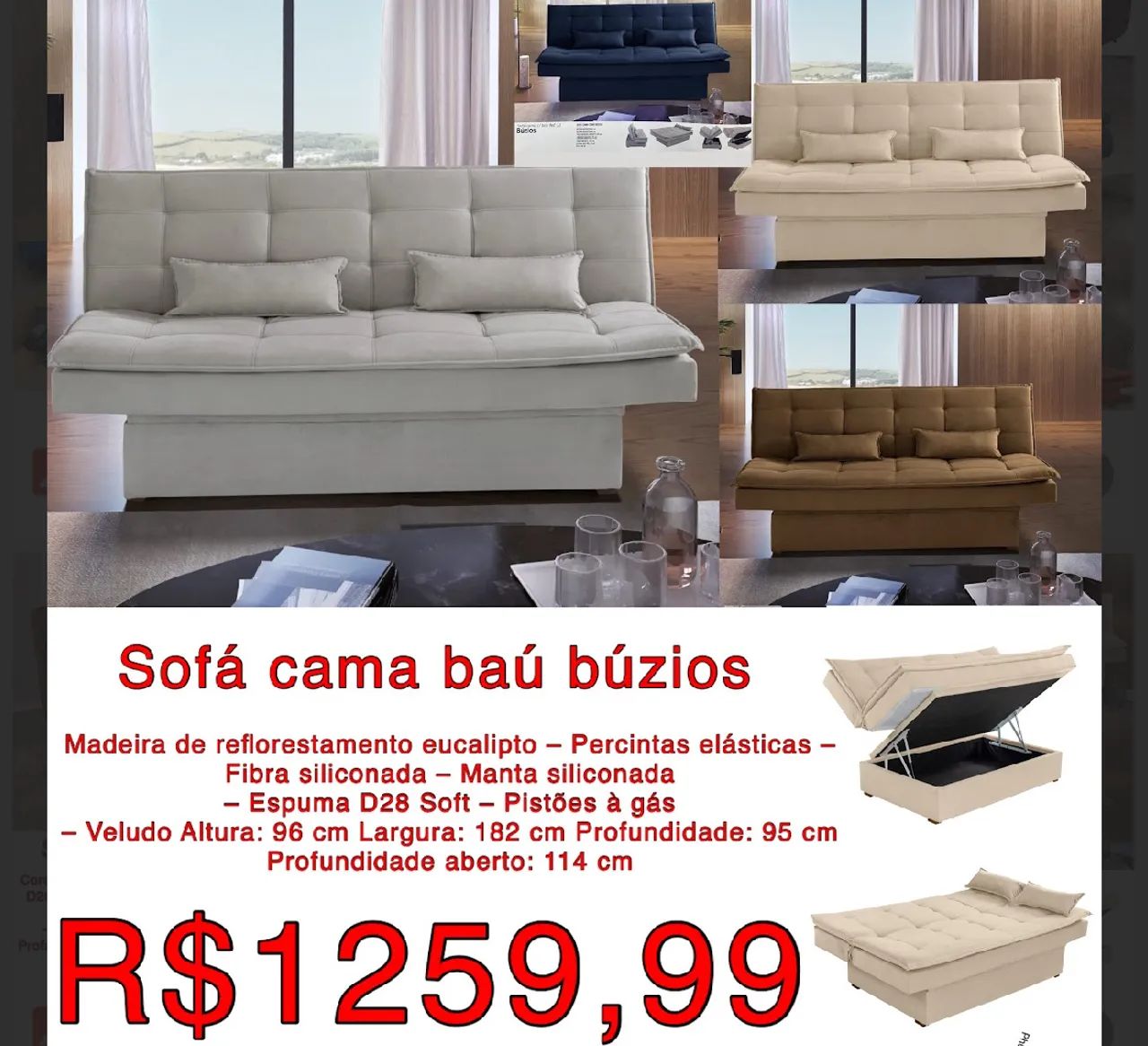 Black Friday! Sofá cama com baú ! Poucas Unidades  - Foto 4