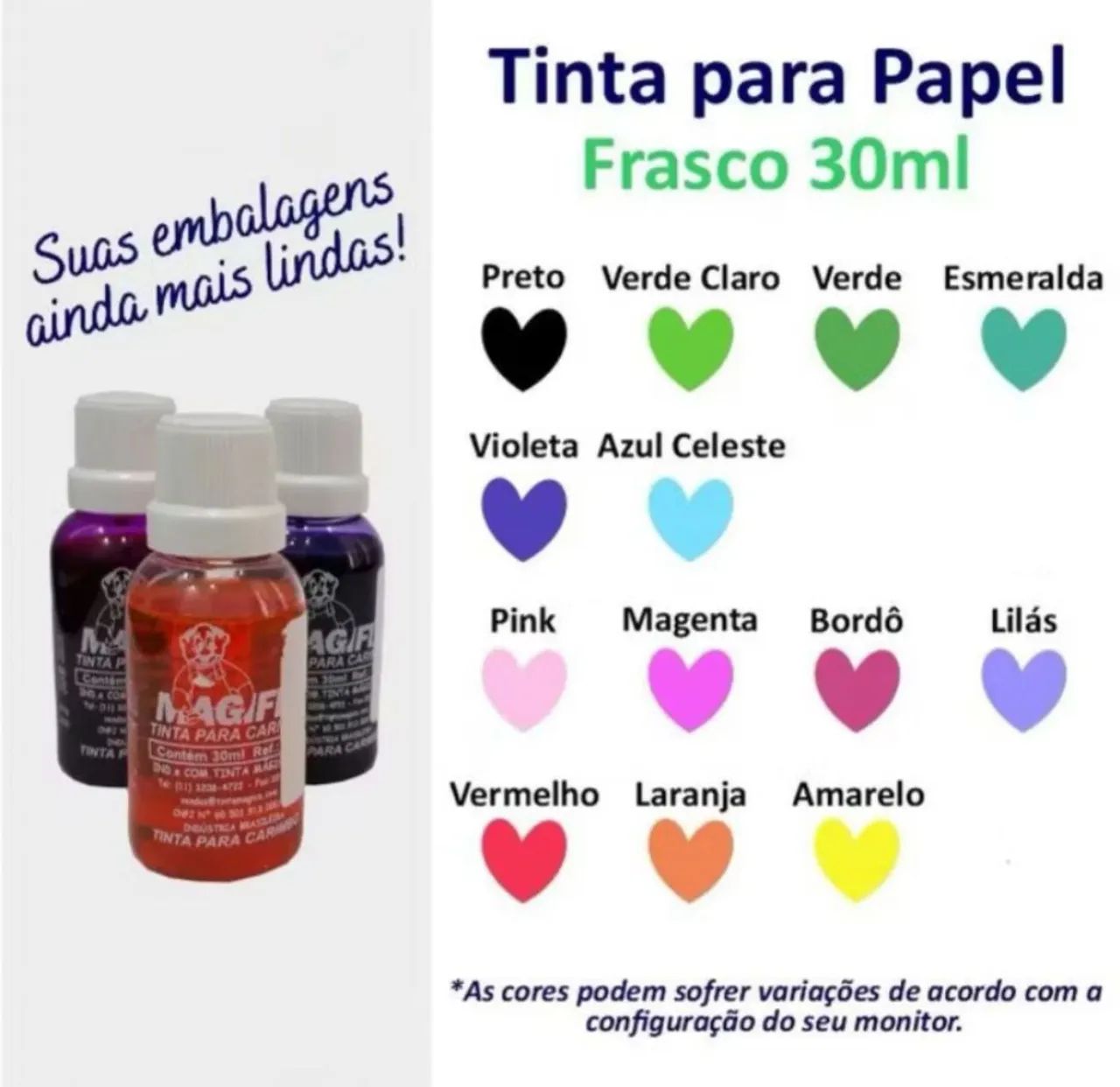 Tinta de Carimbo Magifix 30ml para Papel 