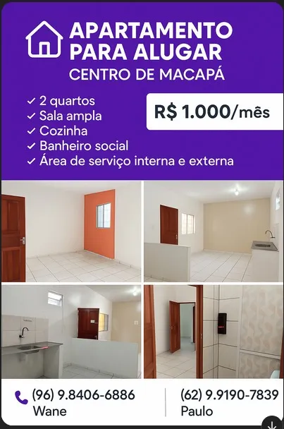 Aluga-se apartamento no centro de Macapá