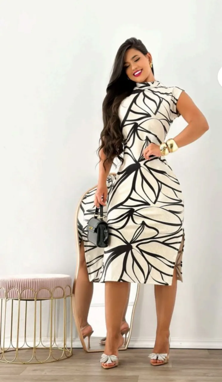 Vestido Feminino Estampado Elegante