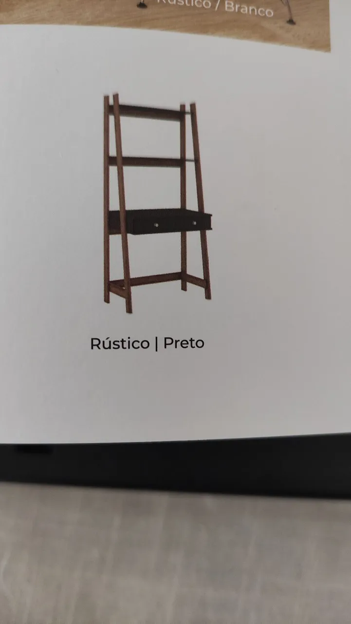 Escrivaninha Rústica Preta com Prateleiras