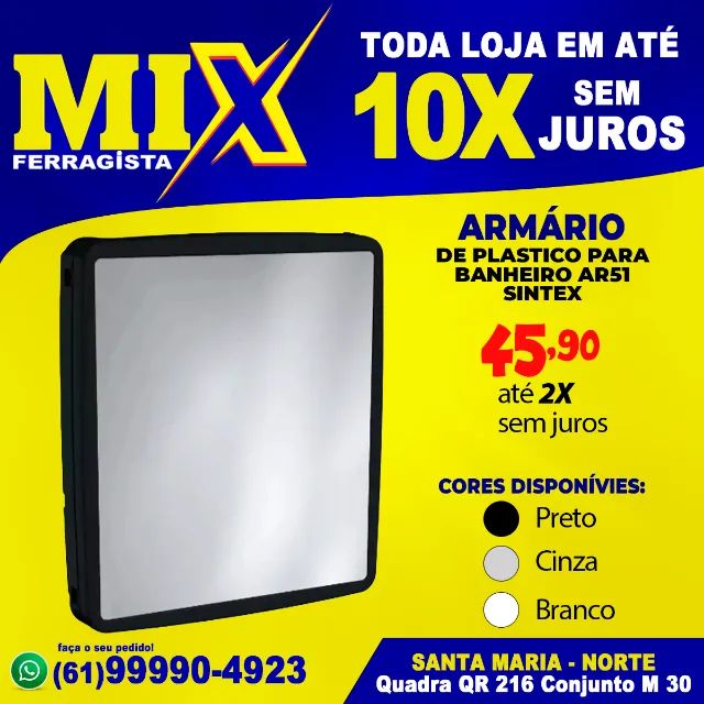 Armário De Plastico Para Banheiro Preto Ar51 Sintex
