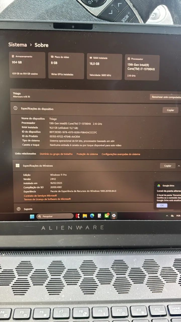  *****Estudo trocas *****Alienware M16 R1 - RTX 4070 , 16GB RAM, SSD 1TB