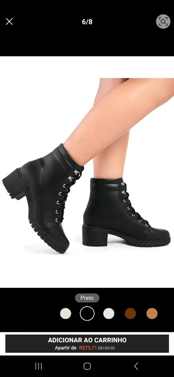 Bota Feminina Cano Curto Tratorada - Preta