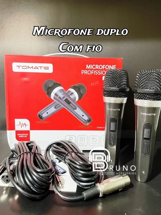 Kit Microfone Profissional Tomate - 2 Microfones com Fio - Foto 2