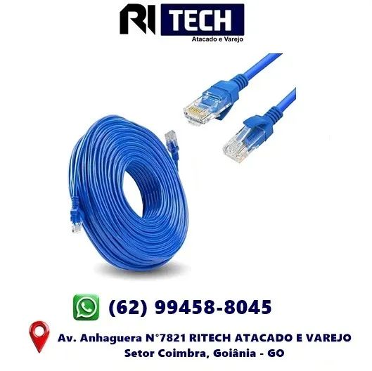 Cabo De Rede 20 Metros Lan Internet Crimpado Rj45 Azul
