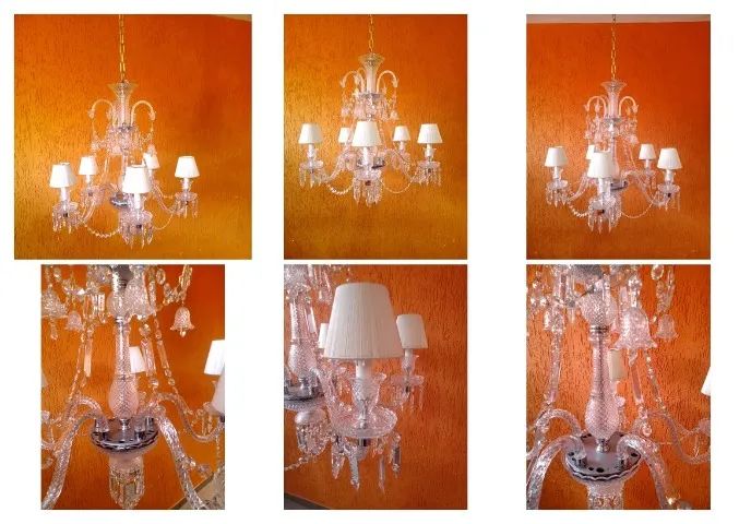 Lustre antigo em cristal com cúpulas 