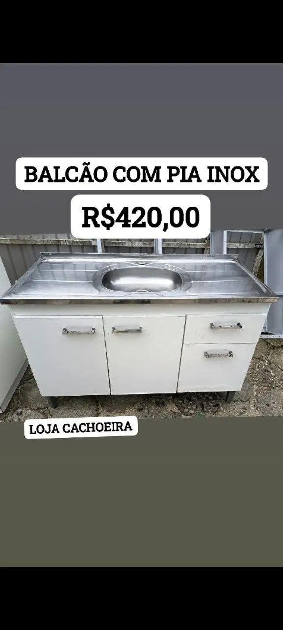 BALCÃO COM PIA INOX 