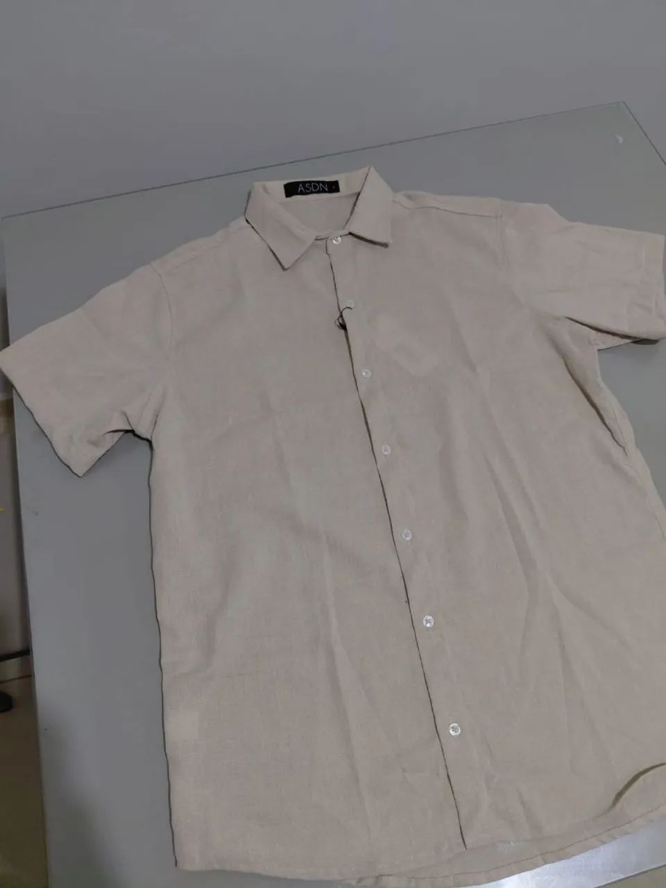 Camisa manga curta Bege Linho  - Foto 2