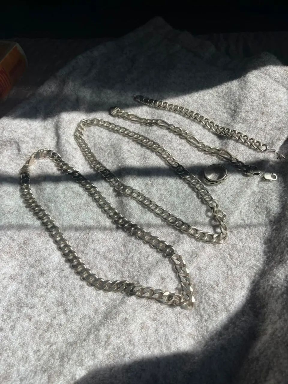  Correntes, pulseiras e anel de Prata 925 - Foto 3