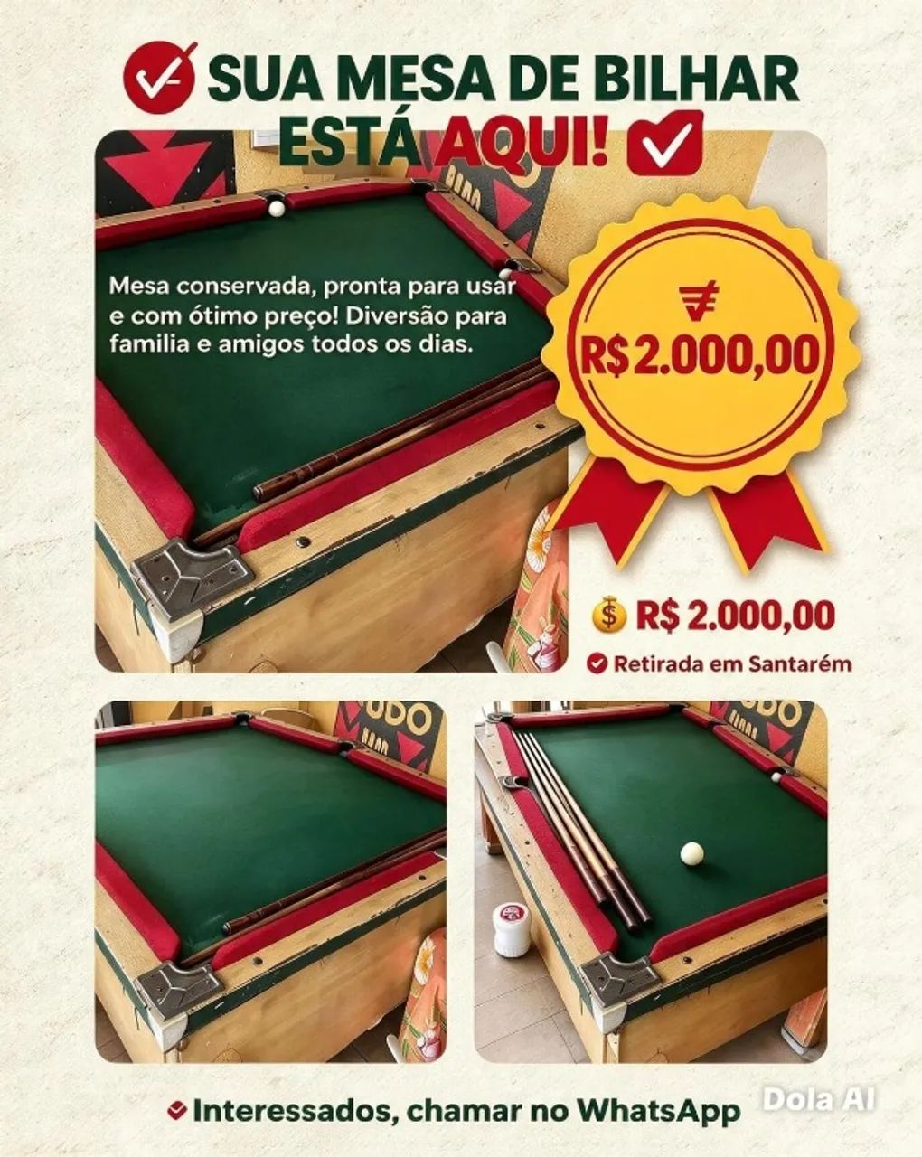 Desapego mesa de bilhar