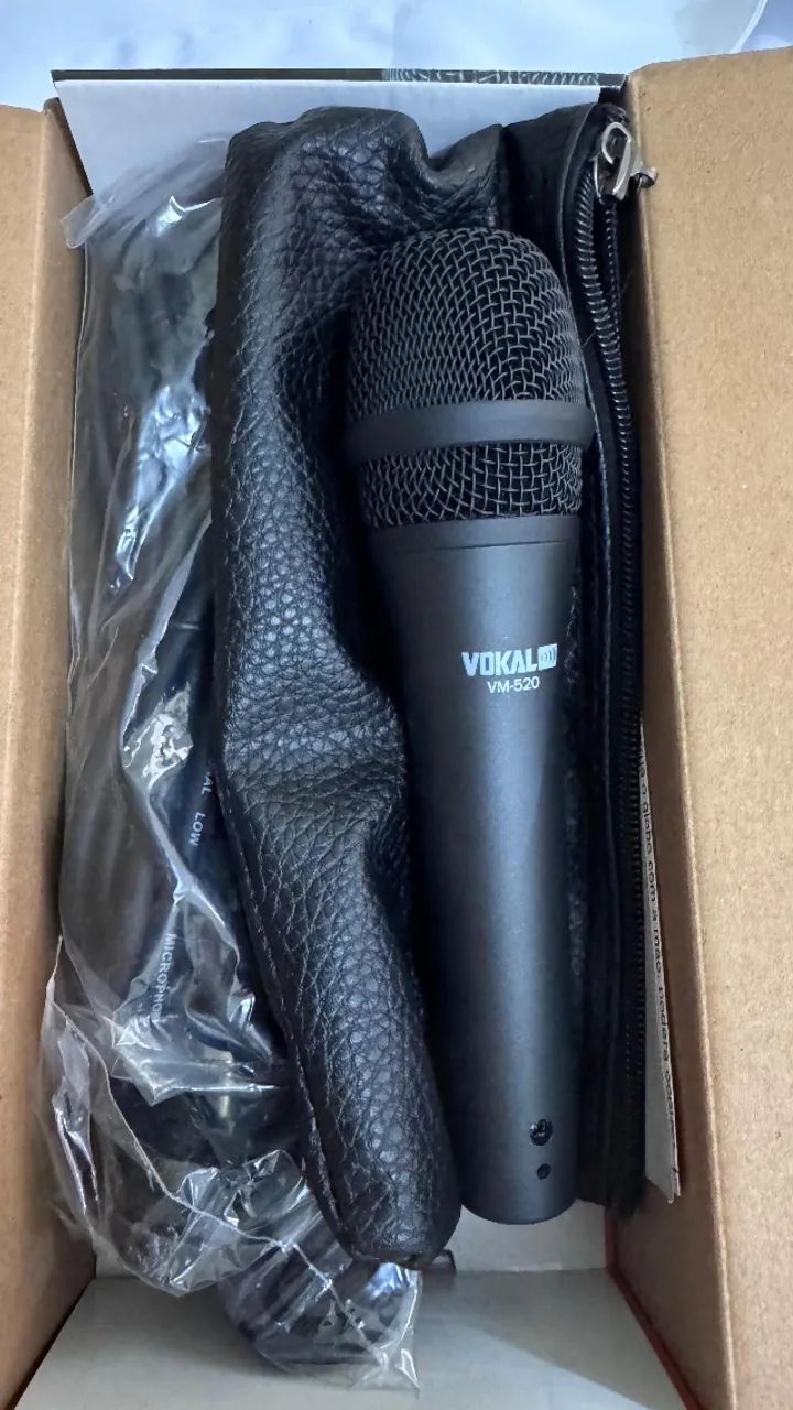 Microfone Profissional Vokal Vm520 Com Cabo E Bolsa Cor Preto - Foto 3