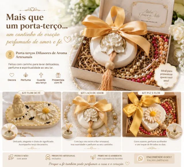 Kit difusor de aromas - terços e velas aromáticas