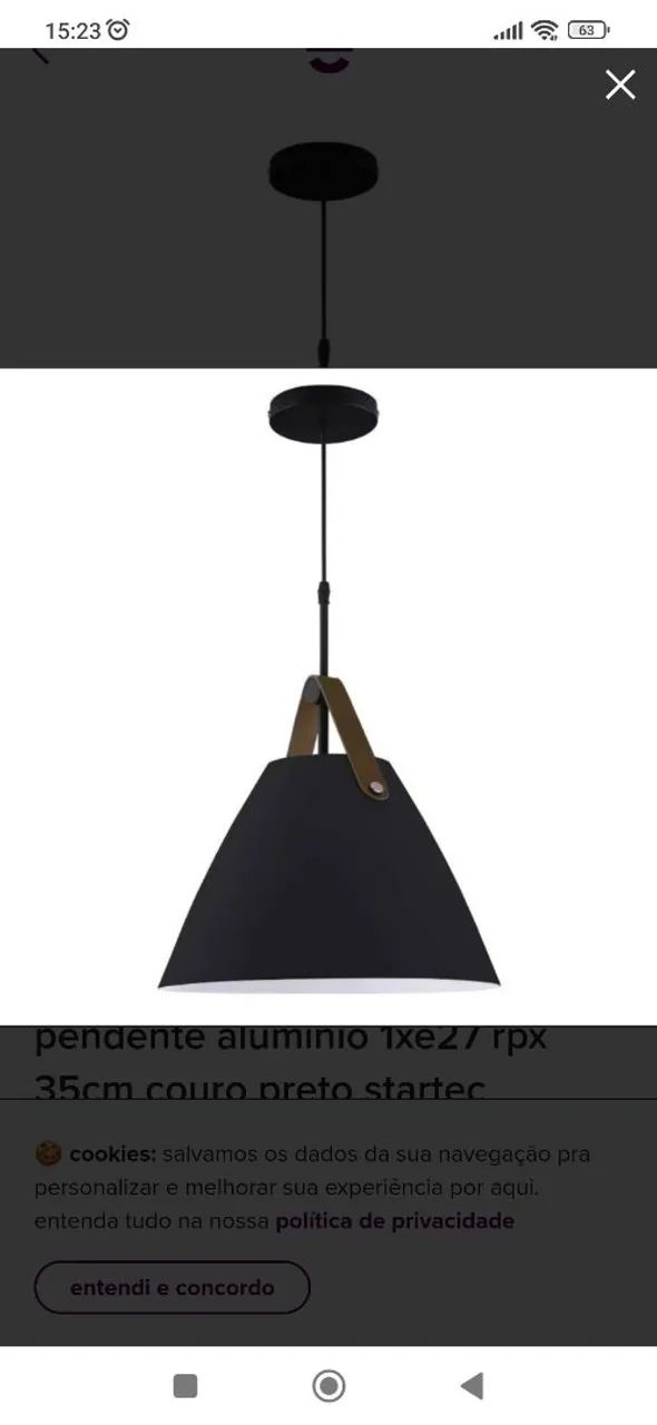 Pendente couro 35 cmm cor preto  - Foto 3