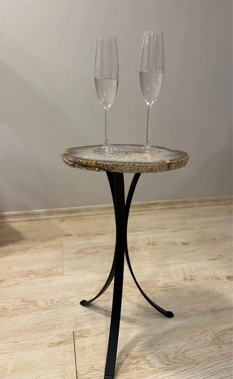 Mesa Lateral com Pedra Ágata Natural - Peça Exclusiva e Sofisticada - Foto 3