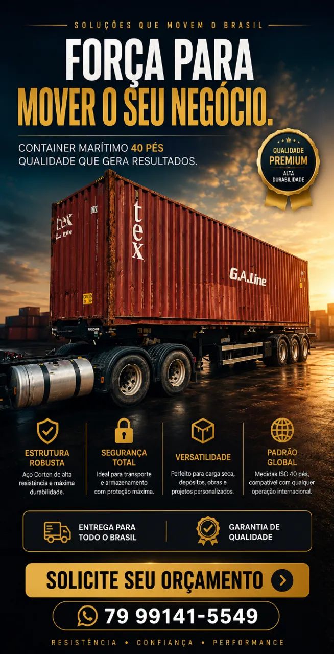 Container Marítimo HC 40 Pés | Ideal para Loja, Obra, Chalé e Depósito | Entrega Rápida
