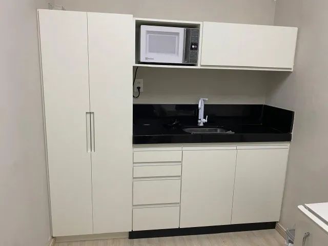 Armário para Copa Completo com Aéreos e Torre Lateral em MDF Branco TX