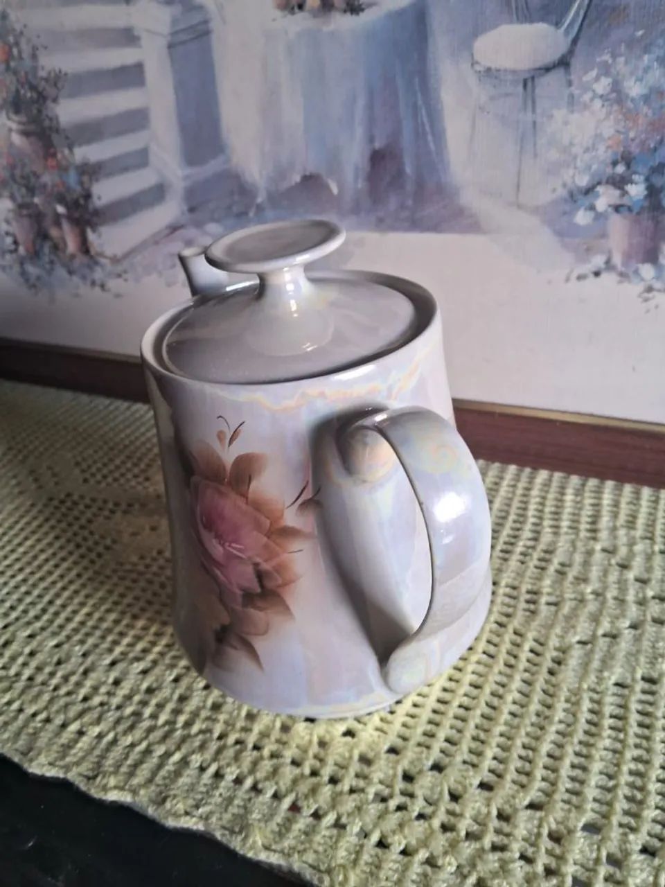 Antigo Belíssimo Bule Pintado A Mão Porcelana Schmidt  - Foto 5