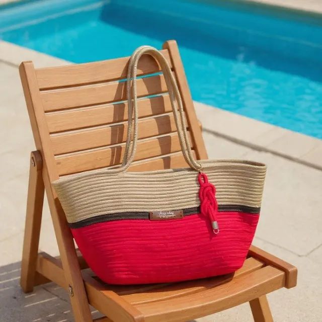 Bolsa de Praia Vermelha e marrom - Nova - Foto 2