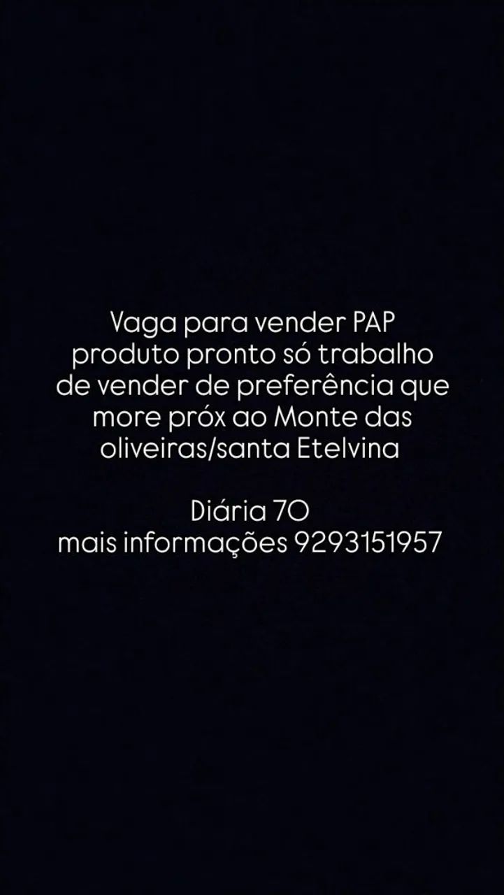 Vaga pra vender pap