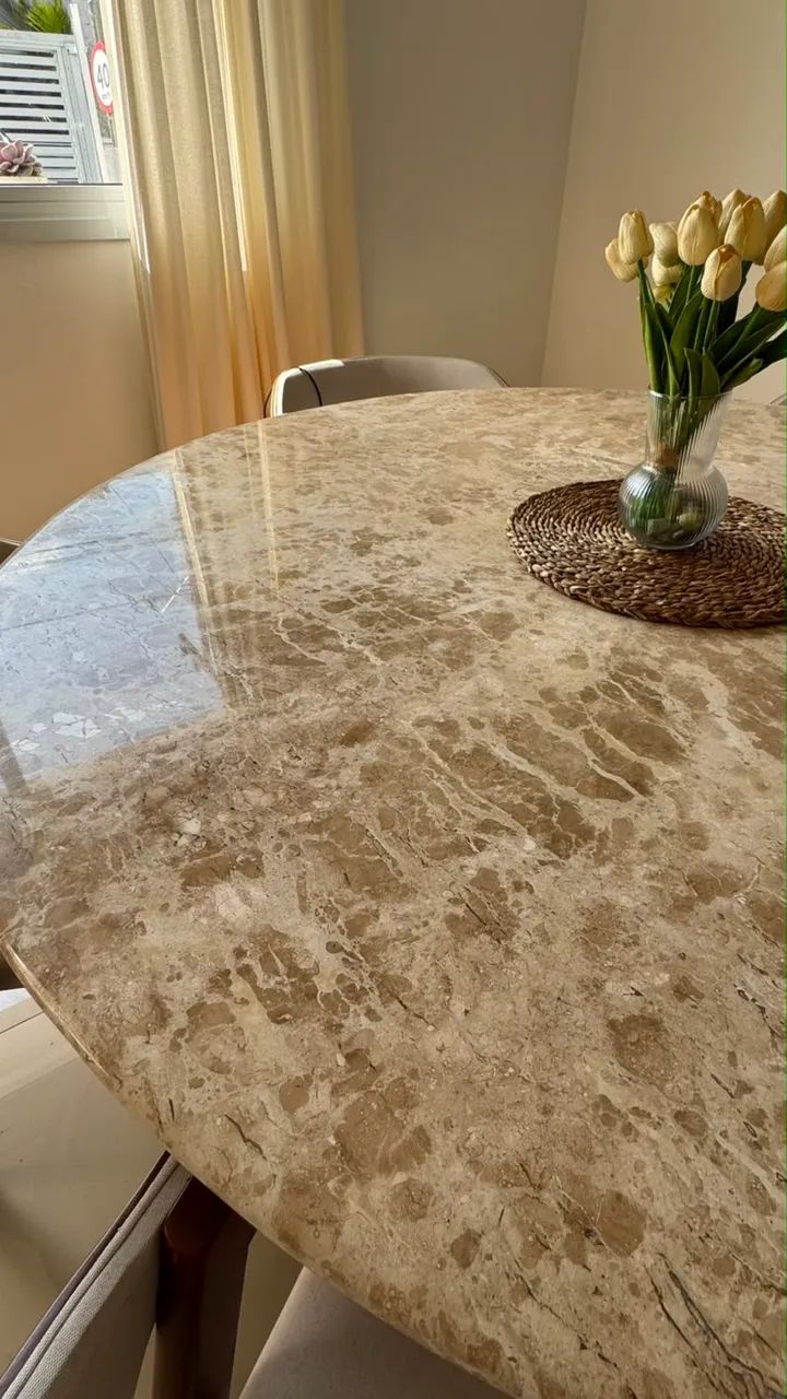 Mesa de Jantar em Mármore Travertino + 6 Cadeiras Ibiza - Foto 4