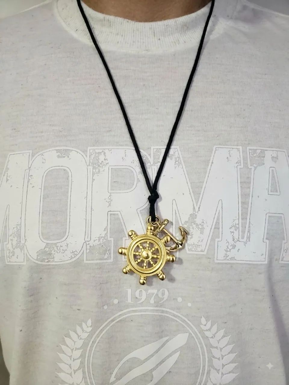 Colar Cordão Ajustável + Pulseira de Couro - Foto 4