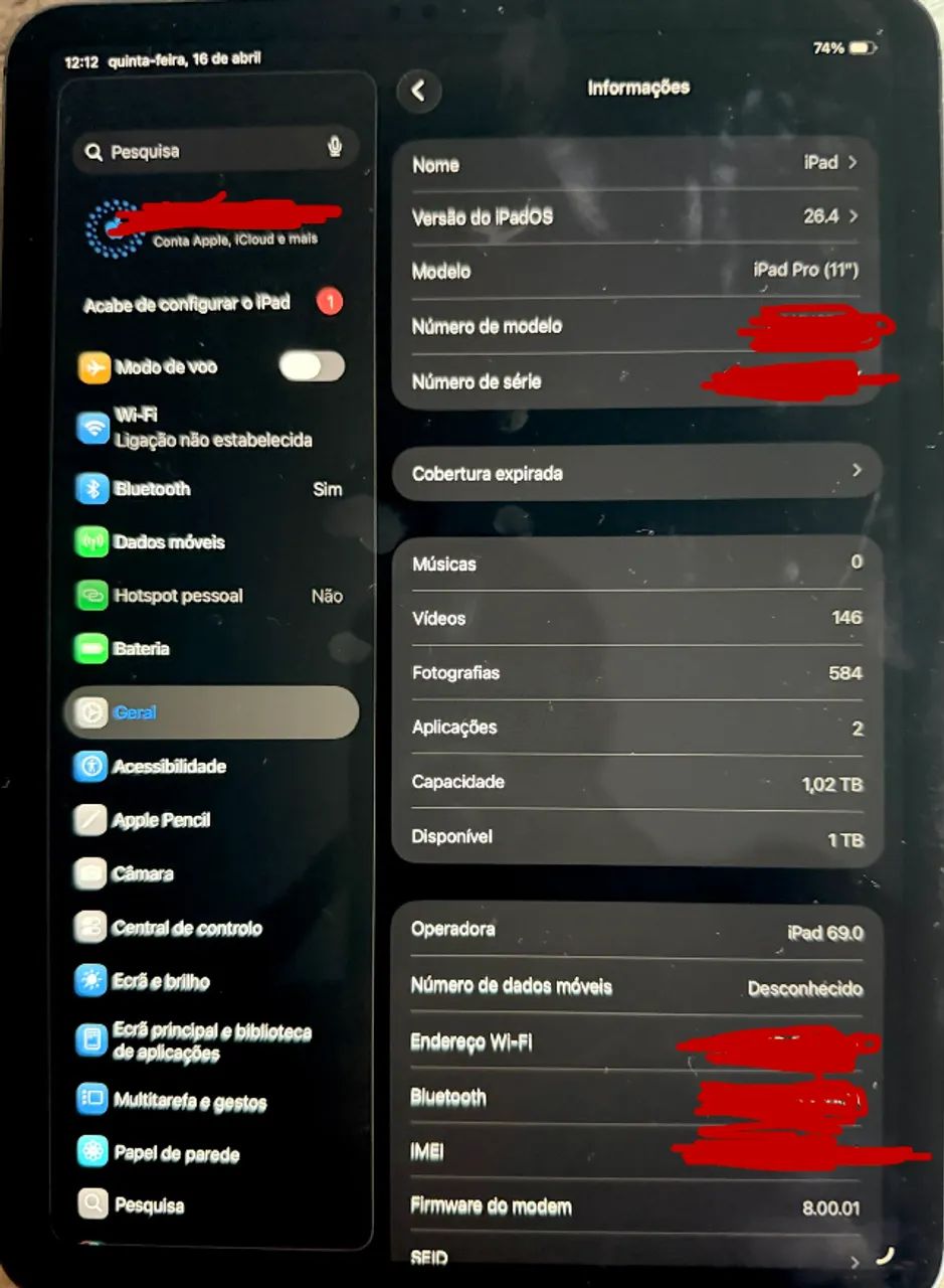 iPad Pro 11inch 1-TB  Chip CELULAR