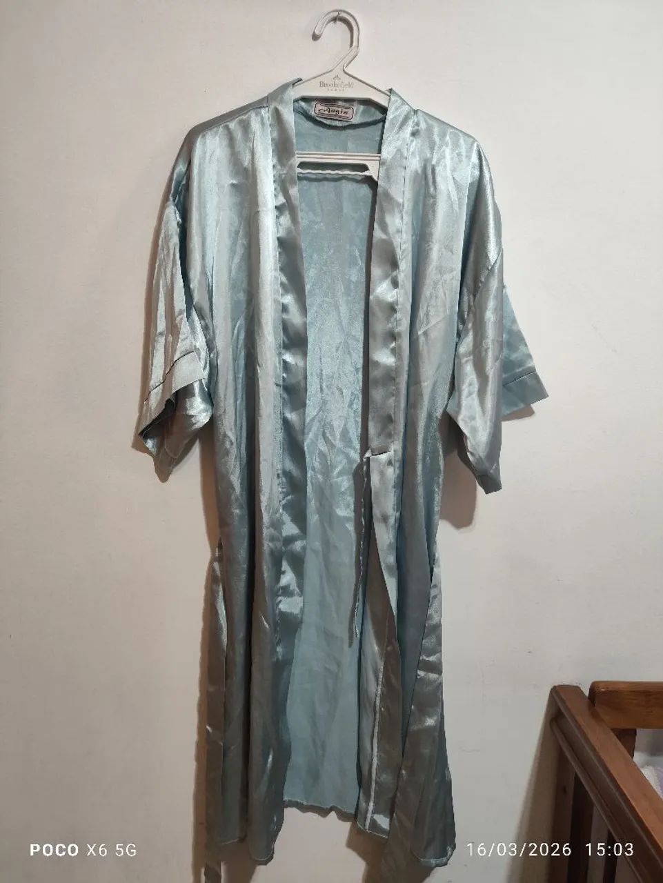 Robe roupão de cetim azul feminino  - Foto 2